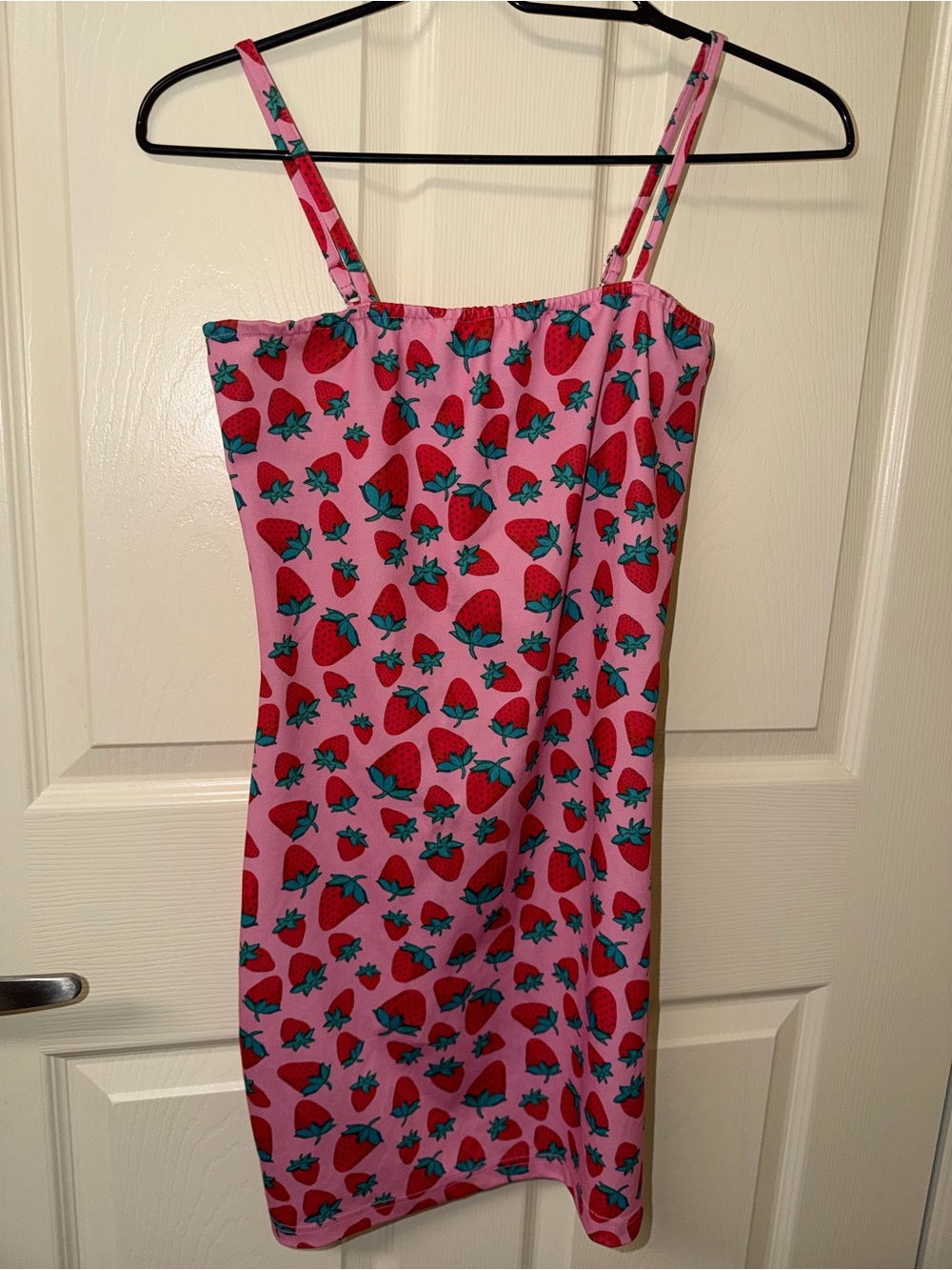 Pink Strawberry Print Slip Dress